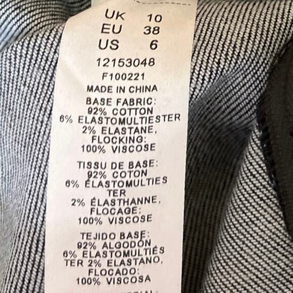 ASOS Design Blue Velvet Velour Mini Straight Pencil Denim Jeans Skirt Size 6 - Picture 6 of 6